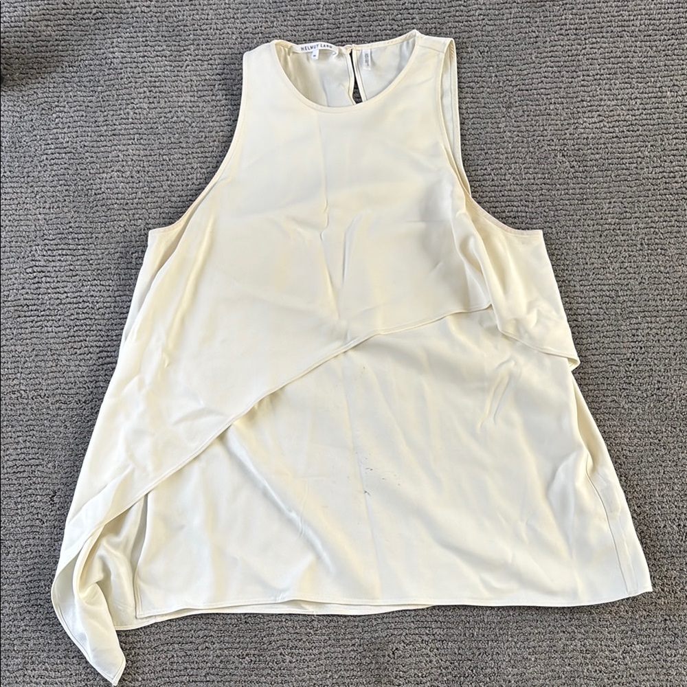 Helmut Lang Cream Asymmetrical Sleeveless Tank Top - Picture 1 of 3
